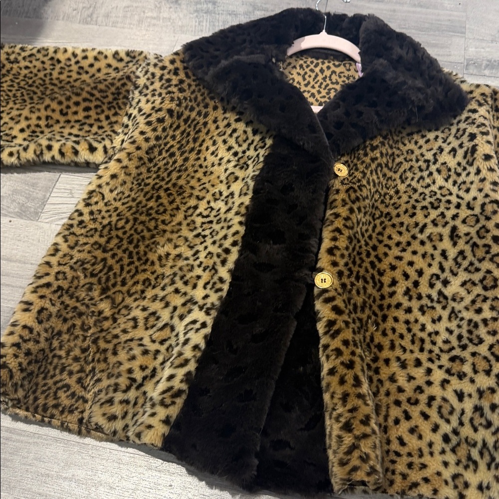 Leopard Print Faux Fur Vintage Coat - Picture 5 of 10